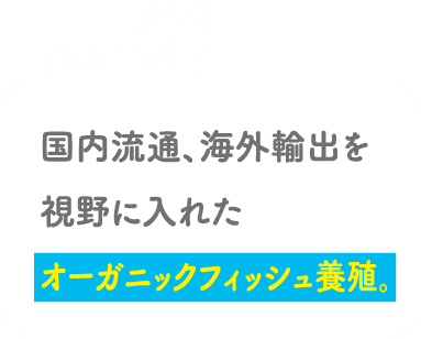 POINT01 国内流通、海外輸出を視野に入れたオーガニックフィッシュ養殖。