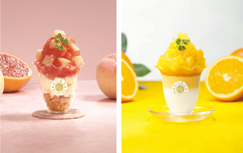 初夏の彩り！KURA ROYAL『桃とグレープフルーツのレアチーズケーキパフェ・オレンジブラマンジェパフェ』