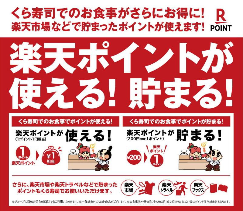 楽天ポイントが使える 貯まる おすすめ情報 くら寿司 回転寿司